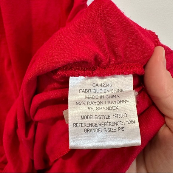 🛍️4 for 20$ / Anonyme Rushed Ring Short Sleeve Tunic Top Fiited / Red / S - Picture 10 of 10